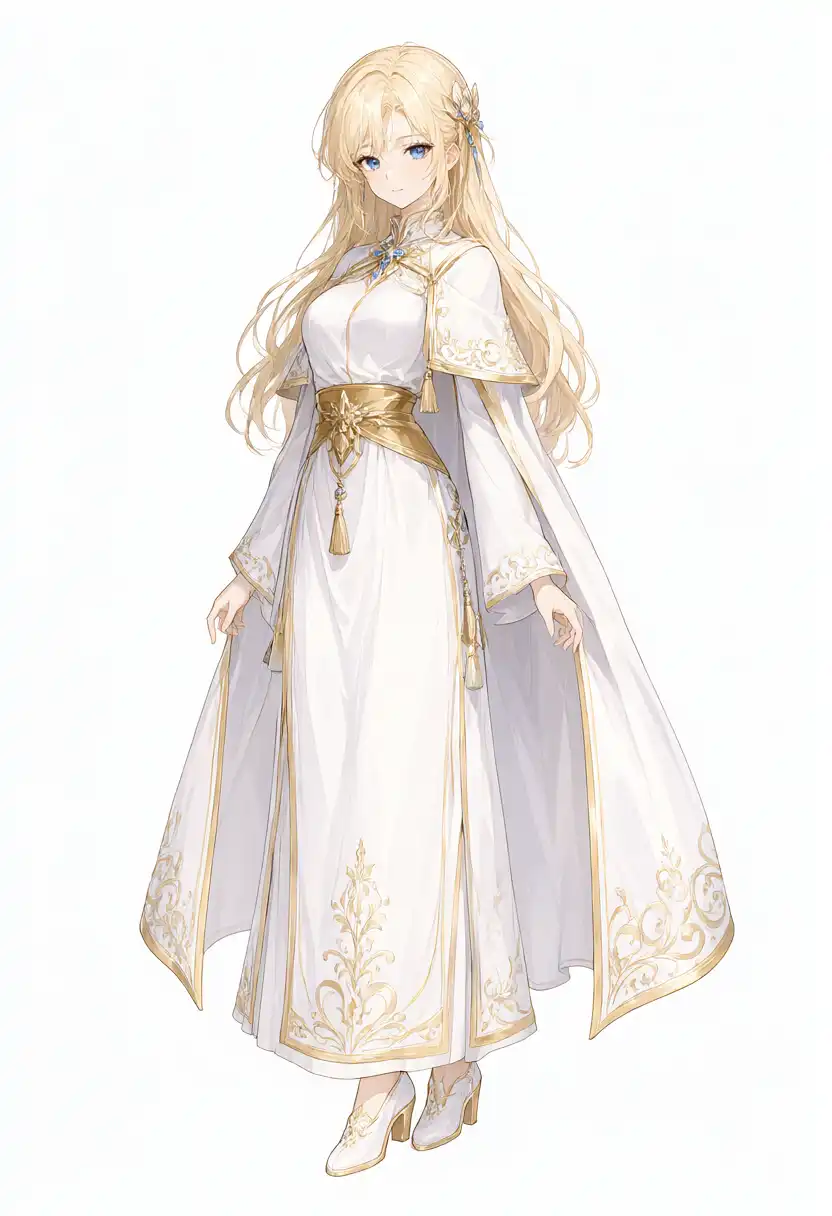 White-and-gold robe standing image generated without a cache